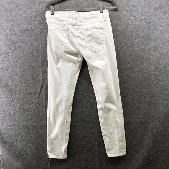 Current/Elliot White Skinny Jeans Womens 25 Distressed Ripped Low Rise Stretch - Picture 2 of 11